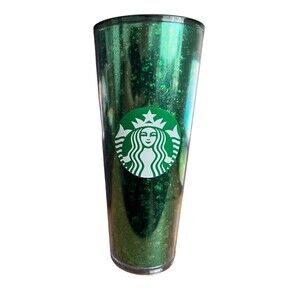 Starbucks Green Glitter Tumbler 24 oz Venti Coffee Cup 2019  No Lid Straw